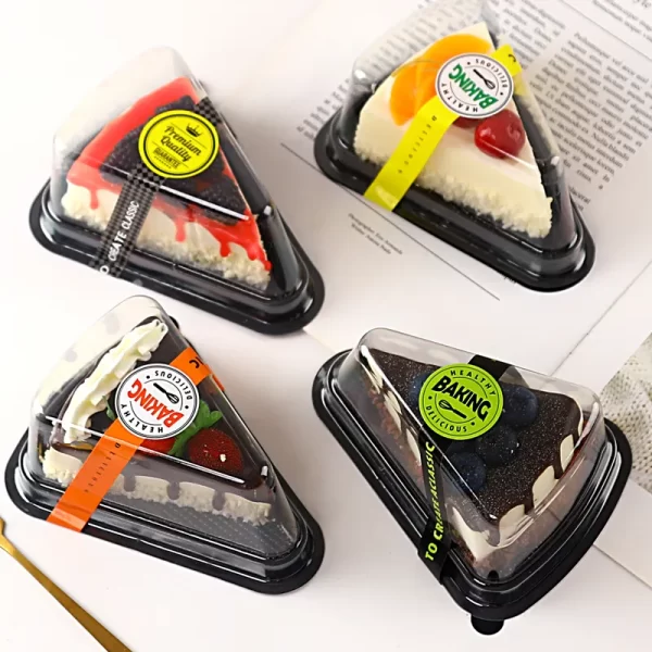 Plastic Cake Slice Container Wholesale Black Triangle Cheesecake Containers (1)