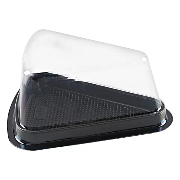 Plastic Cake Slice Container Wholesale Black Triangle Cheesecake Containers (4)