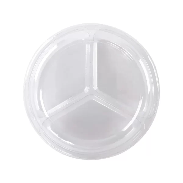 Wholesale 3 Compartment Containers Round Plastic Food Containers with Lids (1)