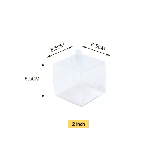 Caixa para bolo de plástico transparente de 2 polegadas Recipiente para mini bolo quadrado por atacado