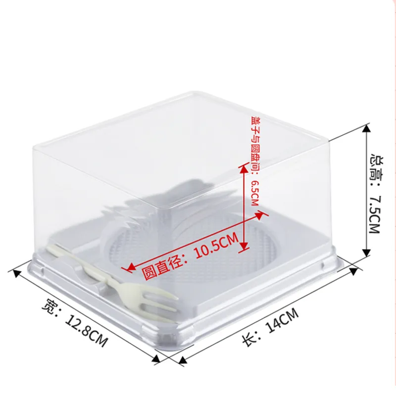 Mini Cake Box in Bulk White Plastic Cake Boxes with Forks