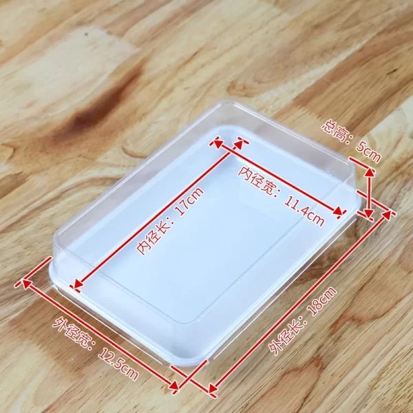 Wholesale Rectangle Cake Box Plastic White Tray with Clear Lid (6)